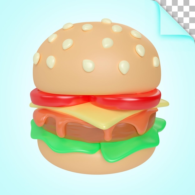 Burger ikona ilustracja 3D