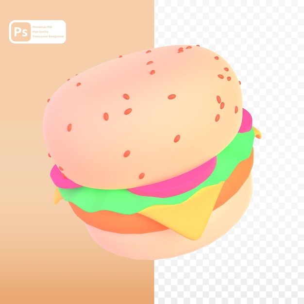 PSD burger in 3d render voor grafische webpresentatie of andere