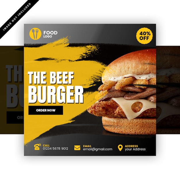 Burger instagram post or square flyer