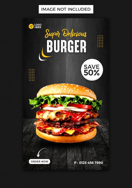 Burger instagram verhaal ontwerpsjabloon