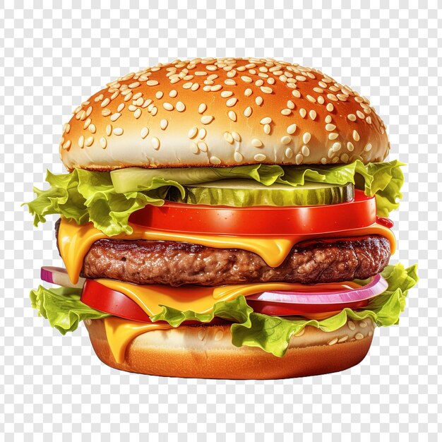 PSD burger isolated on transparent background