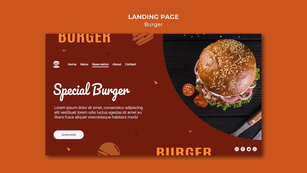 Burger landing page template