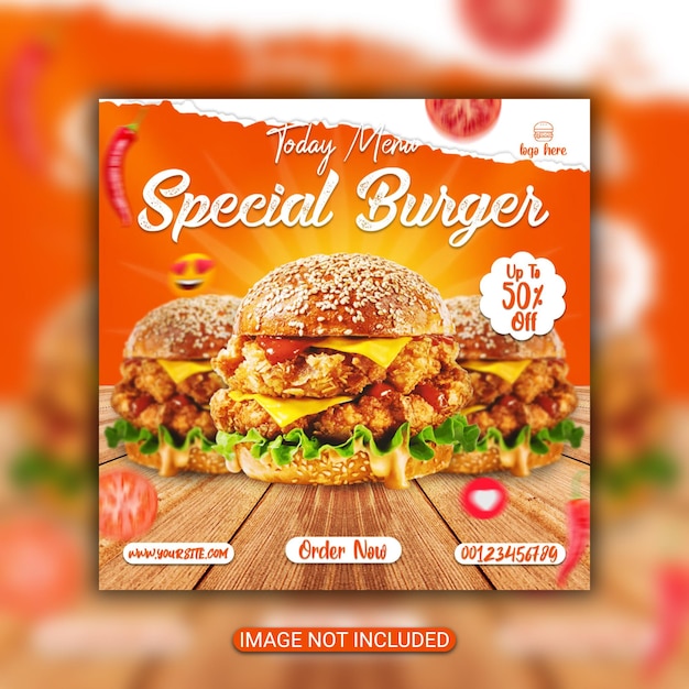 Burger menu flyer post fastfood