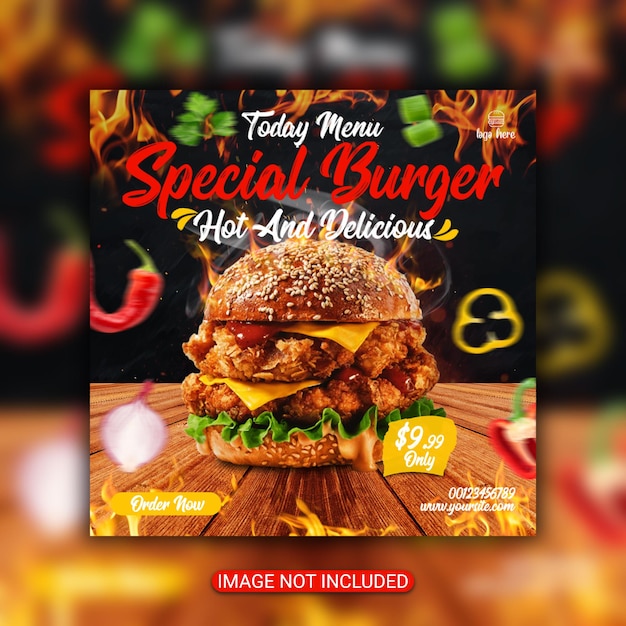 PSD burger menu flyer special food menu flyer burger flyer