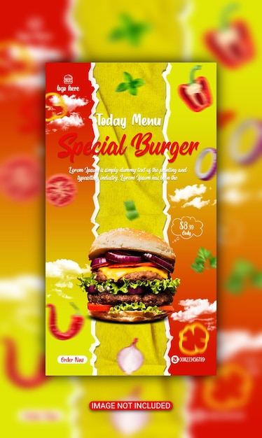 PSD volantino del menu degli hamburger