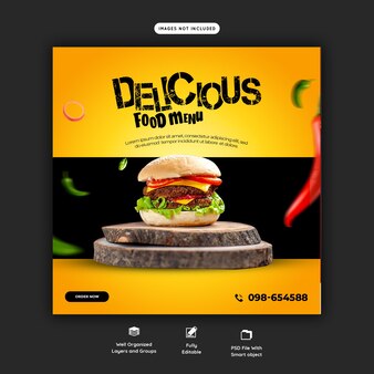 Modello di menu di hamburger per la promozione sui social media