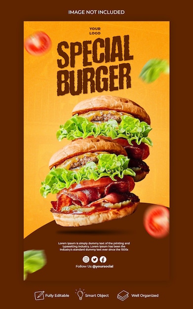 Burger menu instagram en social media verhaalsjabloon