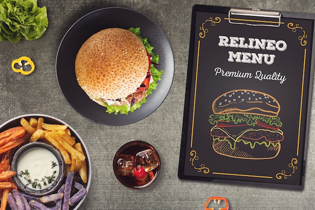 Mockup di menu di hamburger