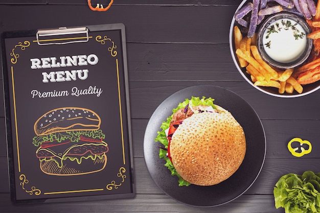 Mockup di menu di hamburger