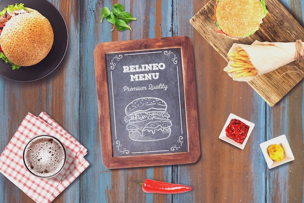 Mockup di menu di hamburger