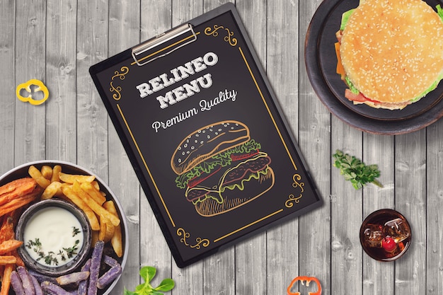 Mockup di menu di hamburger