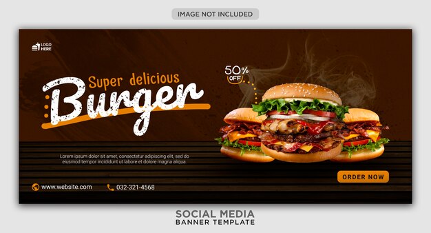 Modello di banner di social media di promozione del menu di hamburger