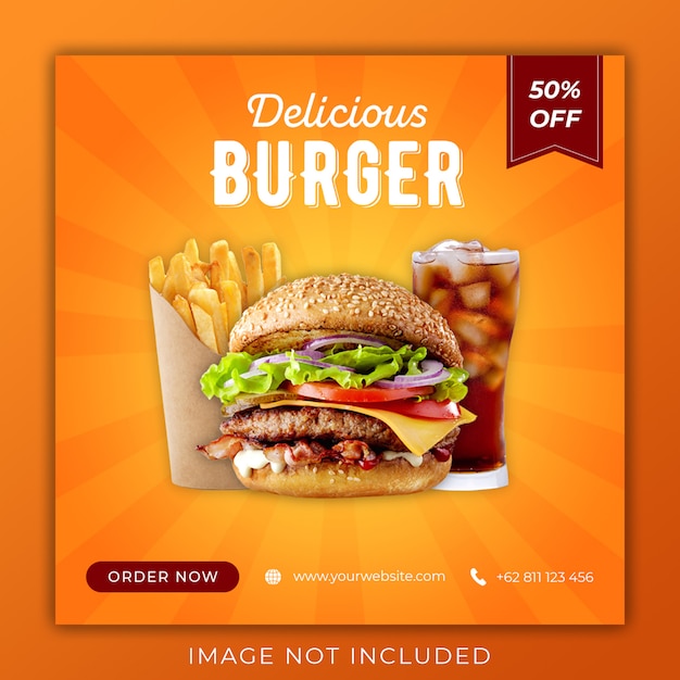 Burger menu promotion social media instagram post banner template