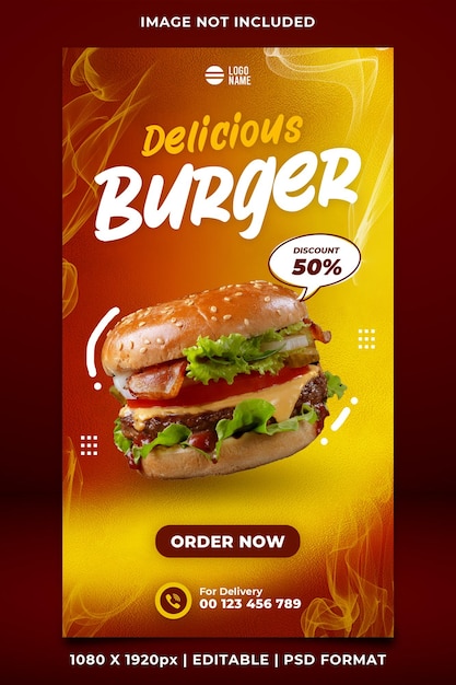 Burger menu speciale aanbieding social media verhaal