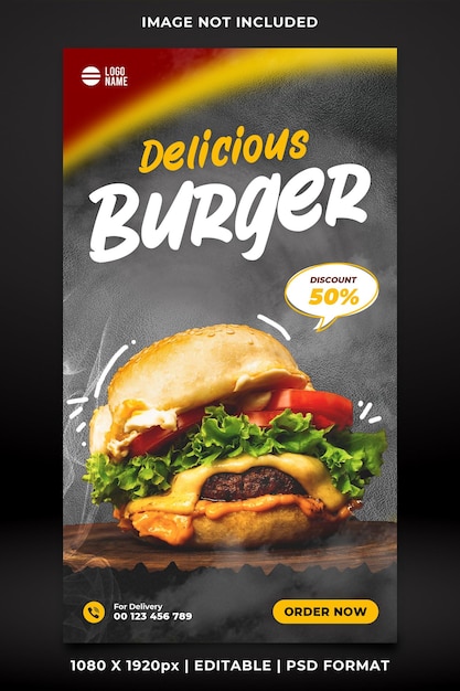 Burger menu speciale aanbieding social media verhaal