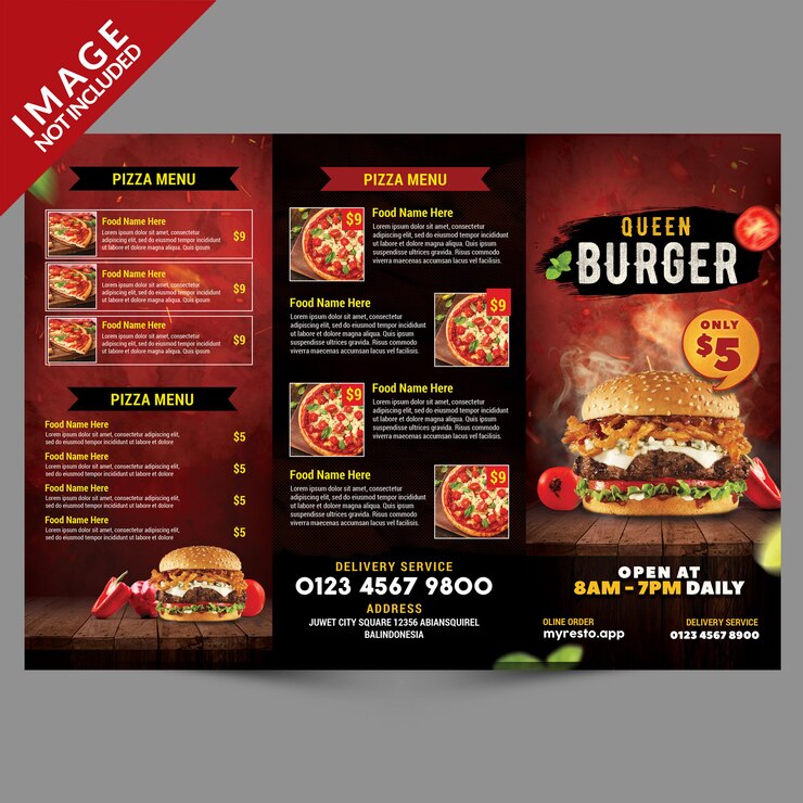 Burger Menu Trifold Template Outside