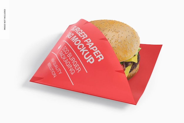Mockup di sacchetti di carta per hamburger, vista da destra