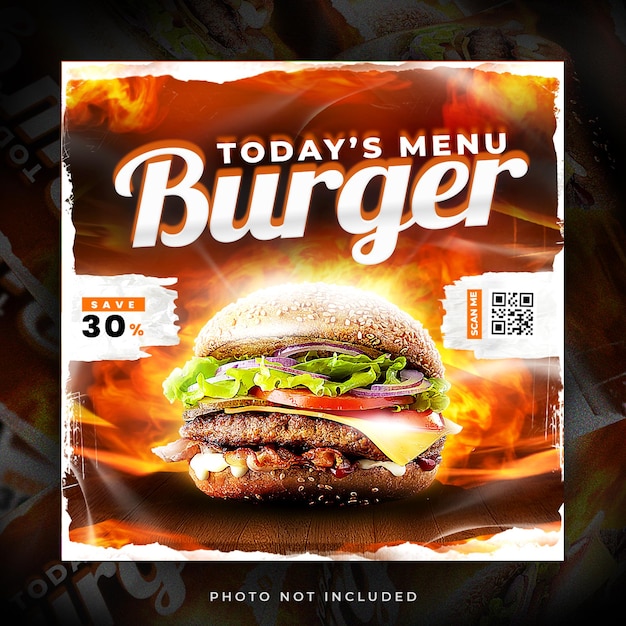 Шаблон баннера burger post premium psd