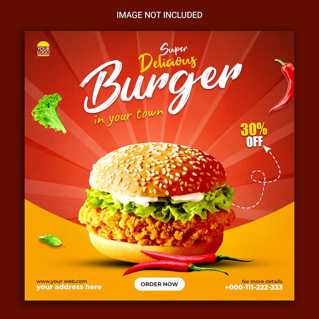 Burger Projekt Banera W Mediach Społecznościowych.