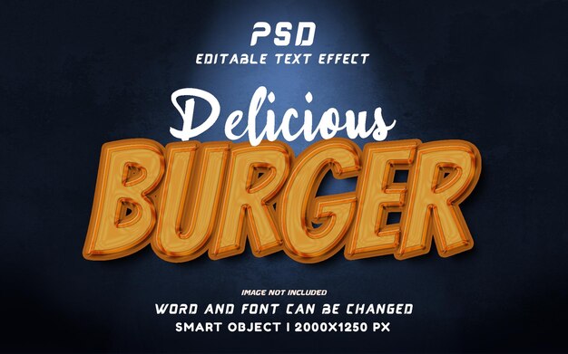 PSD burger psd 3d style degli effetti di testo