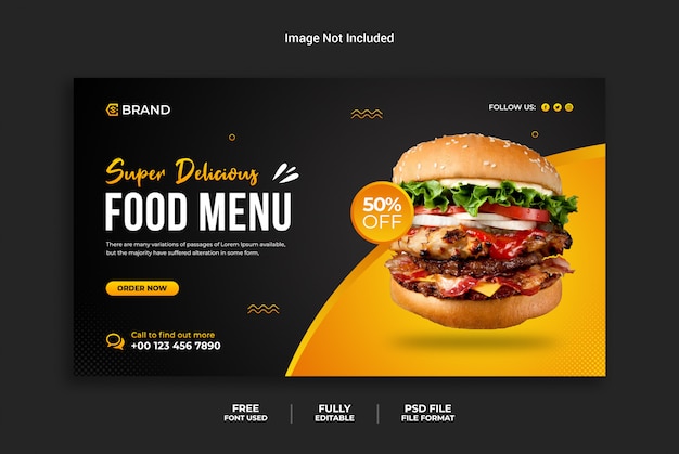 PSD modello di banner ristorante burger