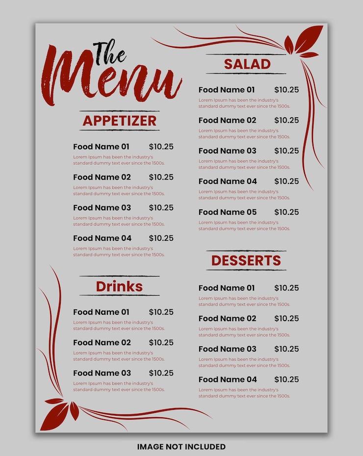 PSD burger restaurant menu template