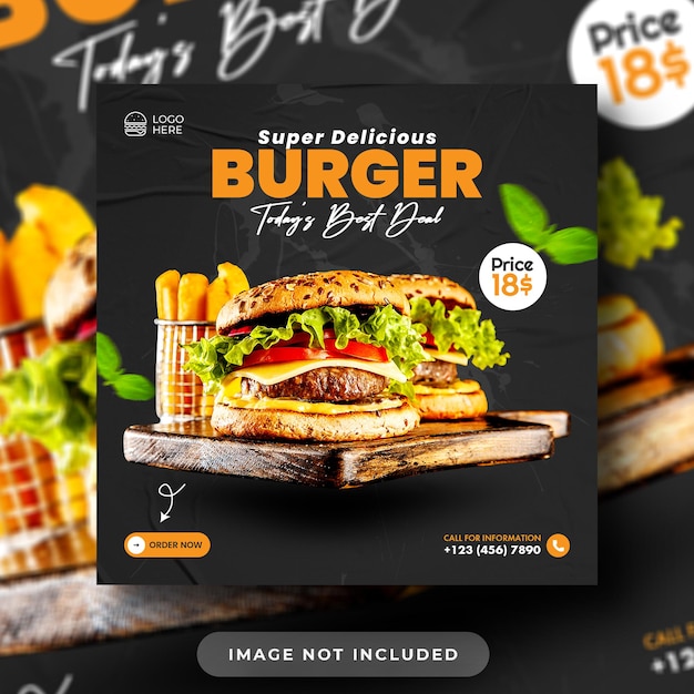 Burger restaurant social media post  web banner