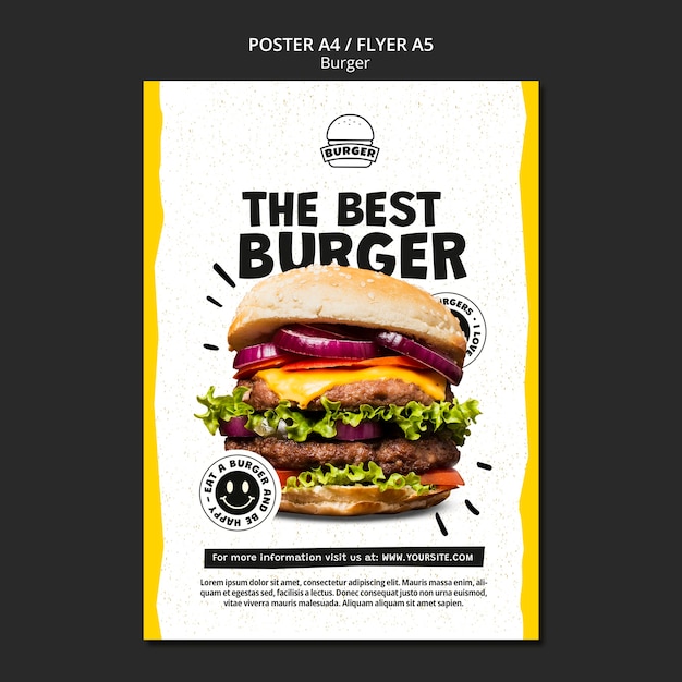 PSD modello di poster verticale per hamburger