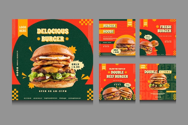 Burger Retro Social Media Post