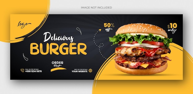 Burger sale food menu social media okładka na facebooku lub szablon banera internetowego