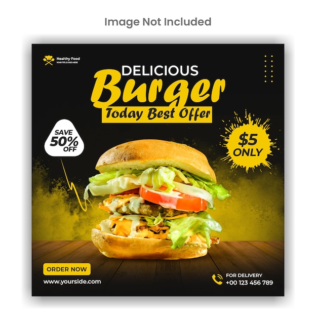 Burger sale instagram or social media post template design