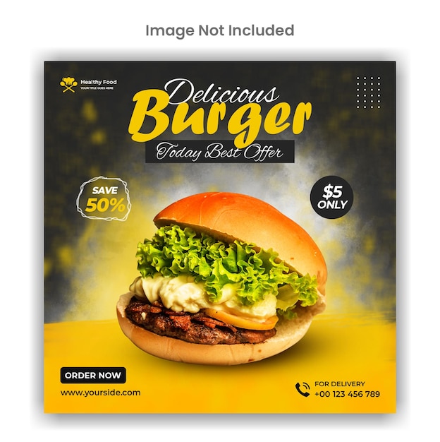 Burger sale instagram or social media post template design