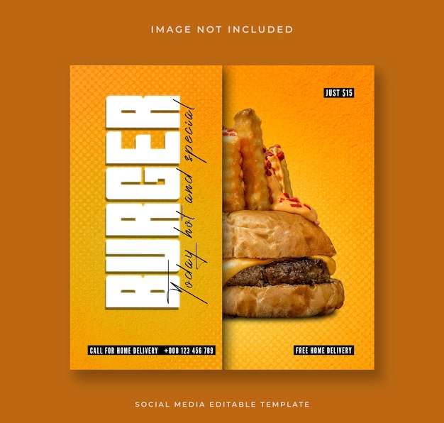 Burger social media banner and post template