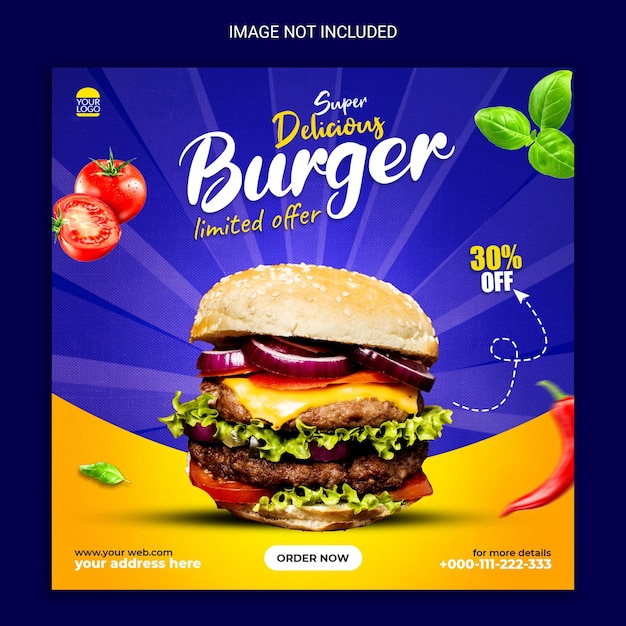 burger social media banner template design.