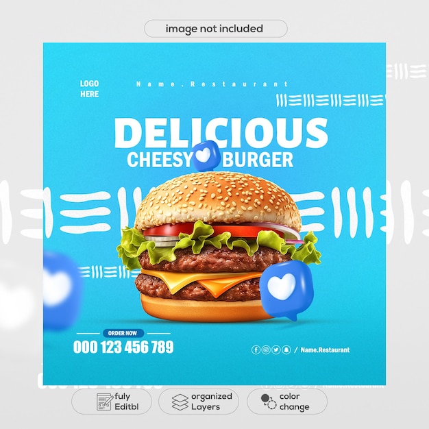 PSD burger social media design promotion banner fast food psd