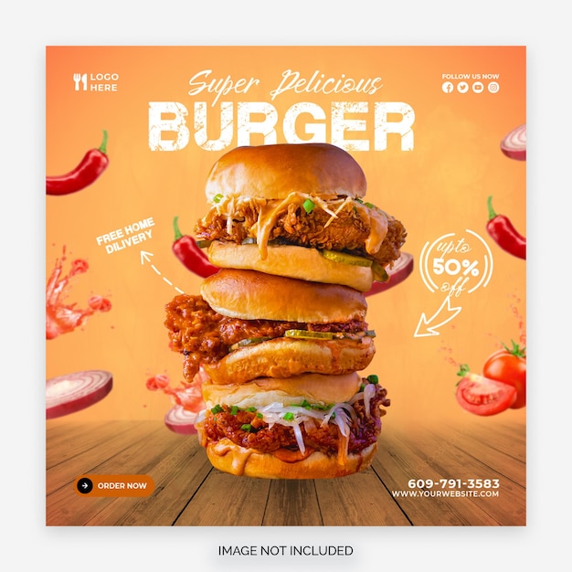 Burger social media design template