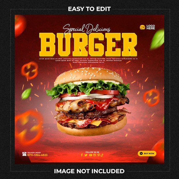 Burger Social Media Instagram Template