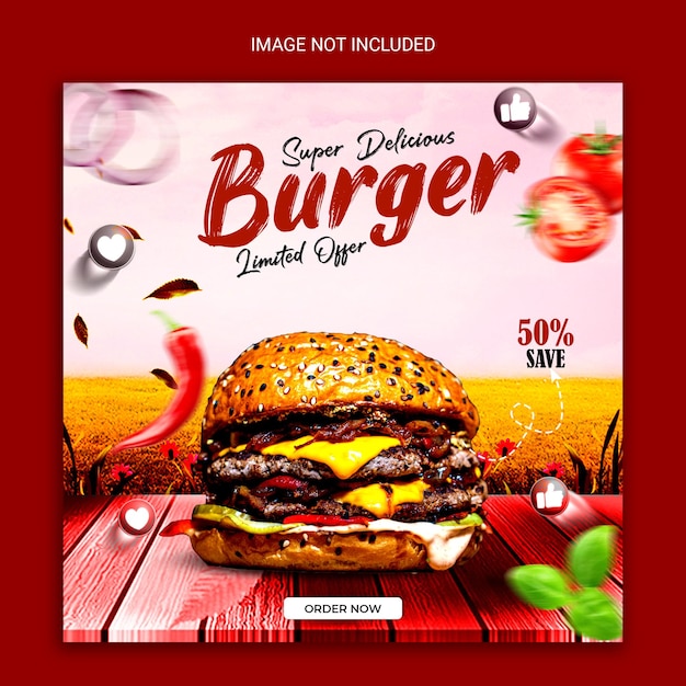 Burger social media post banner.