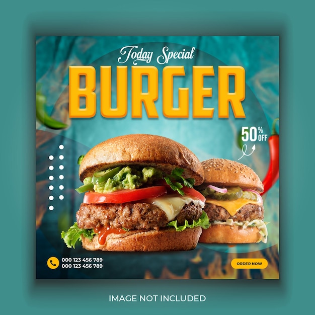 Burger Social Media Post Design Psd