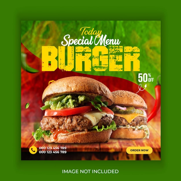 Burger Social Media Post Design PSD