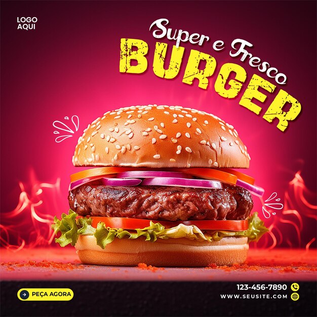 Burger social media post design psd