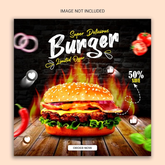 Burger Social Media Post Szablon Projektu Banera.