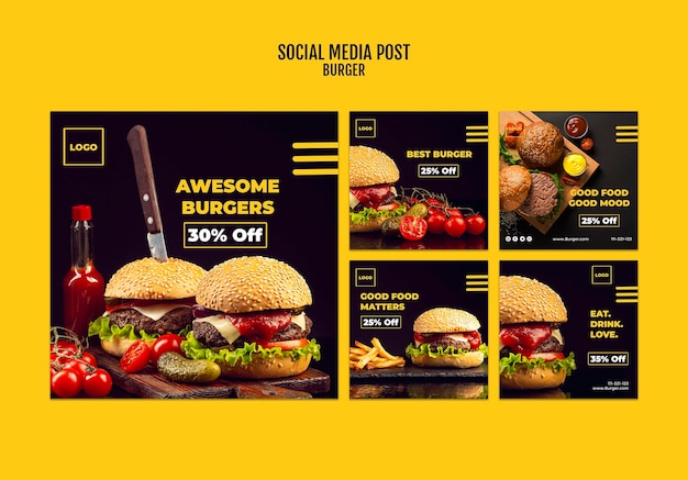 PSD burger social media post template