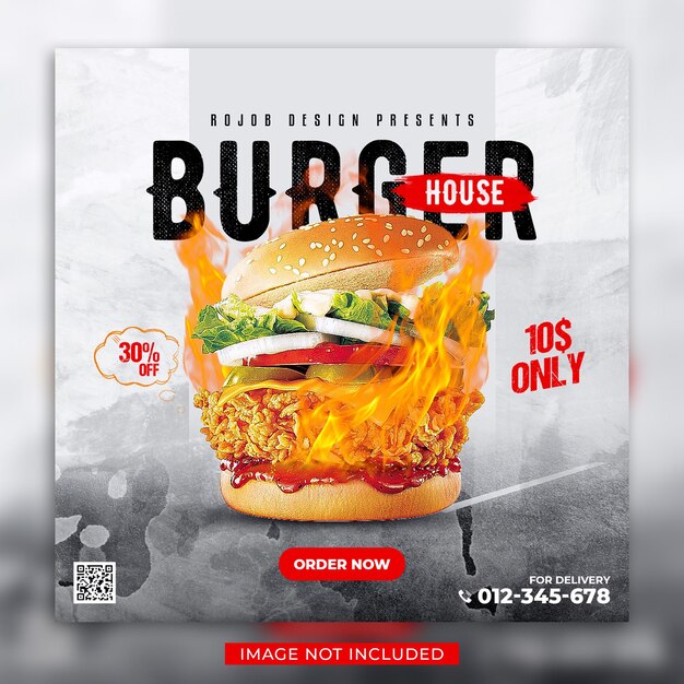 Burger social media post template