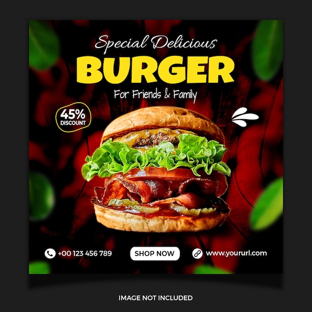 PSD burger social media post template