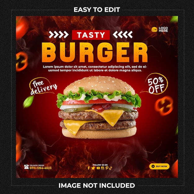 Burger Social Media Szablon Instagram