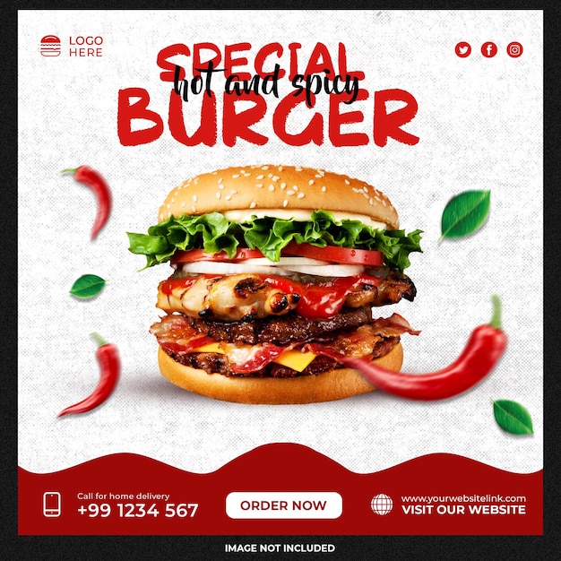 Burger social media template