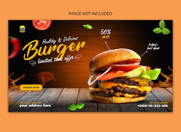 PSD disegno del modello di banner web di social media di hamburger