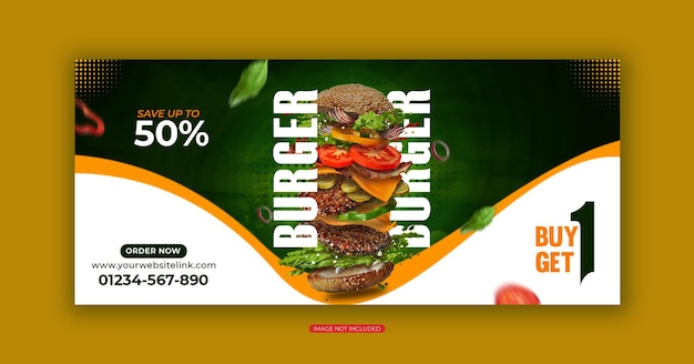 Burger sociale media voedselmenu facebook-omslag of instagram-bannersjabloon