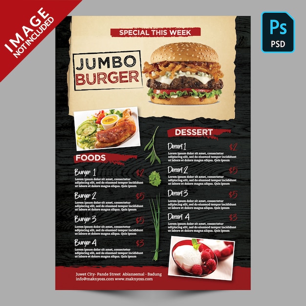 PSD burger special menu template